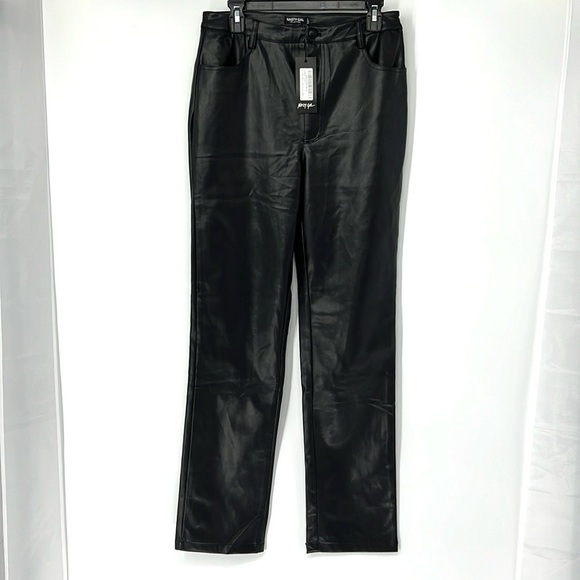 Nasty gal NWT faux leather straight leg pants women’s 12 - Picture 1 of 7